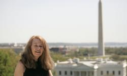 Connie Lawn with White House and Washington Monument in the distance.