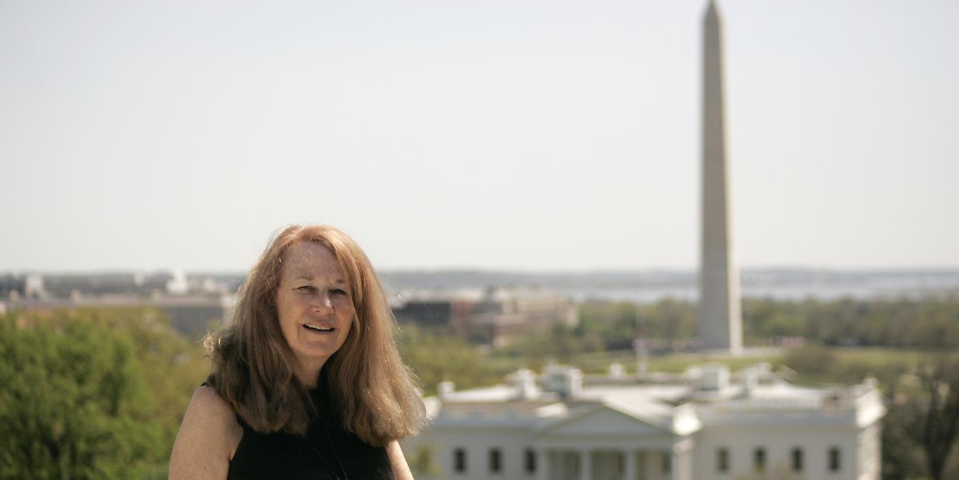 Connie Lawn with White House and Washington Monument in the distance.